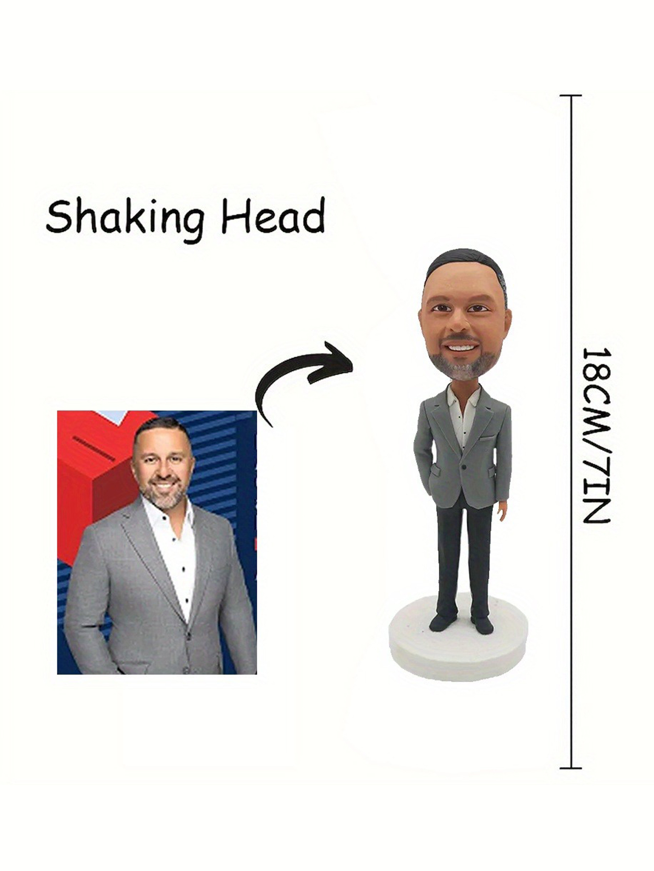 Custom Single-Person Cartoon Bobblehead Doll, Personalized Clay Figurine